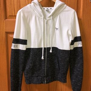 PINK White and Grey Sweatshirt